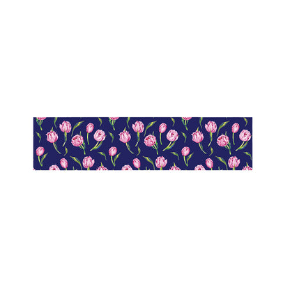 Pink Watercolor Tulip Flower Print Bed Runner
