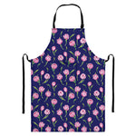 Pink Watercolor Tulip Flower Print Bib Apron With Pocket