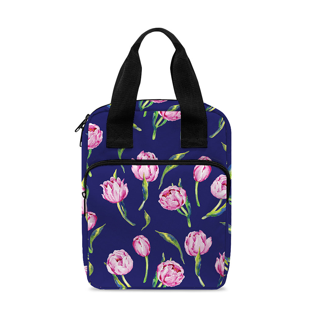Pink Watercolor Tulip Flower Print Bible Tote Bag