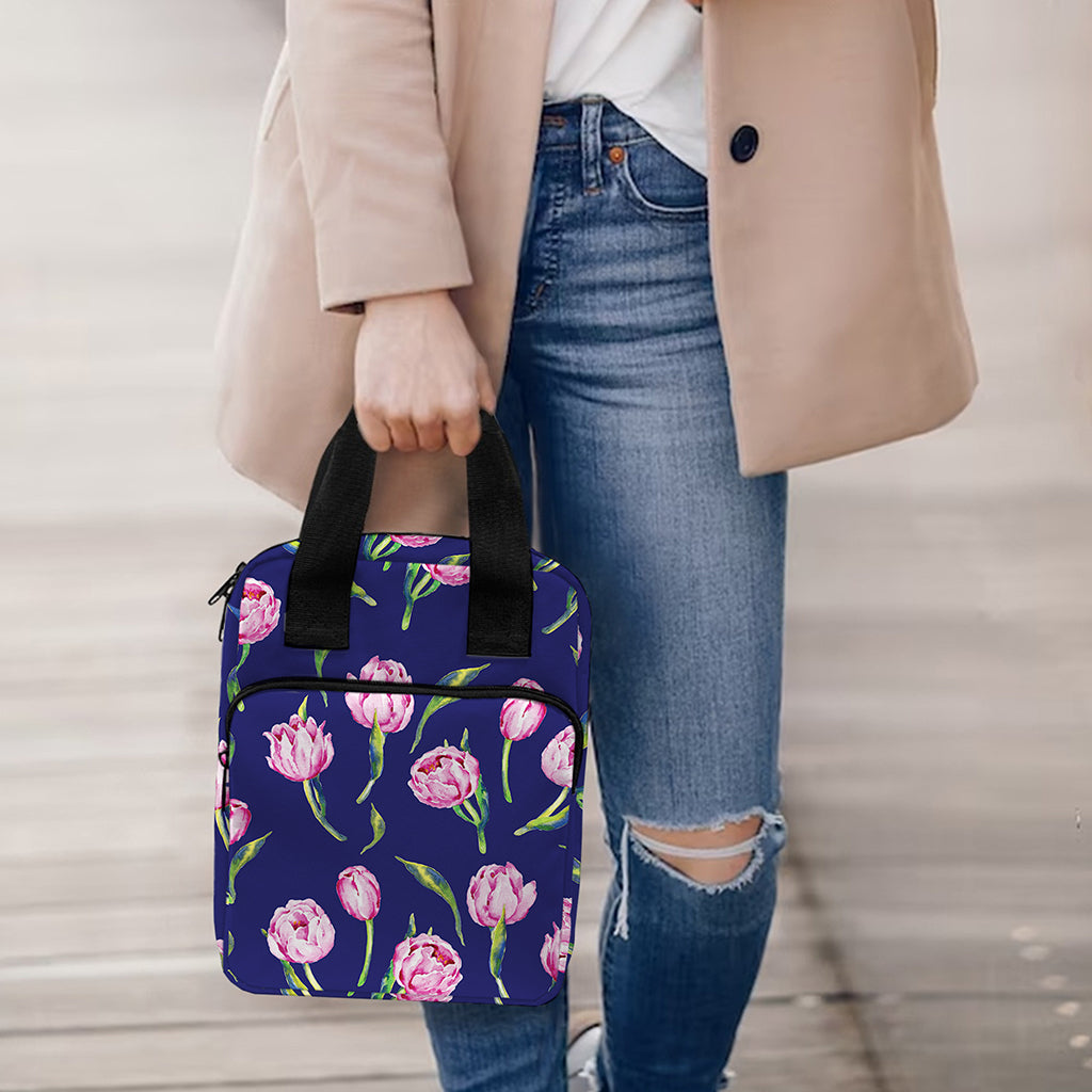 Pink Watercolor Tulip Flower Print Bible Tote Bag