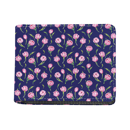 Pink Watercolor Tulip Flower Print Bifold Wallet