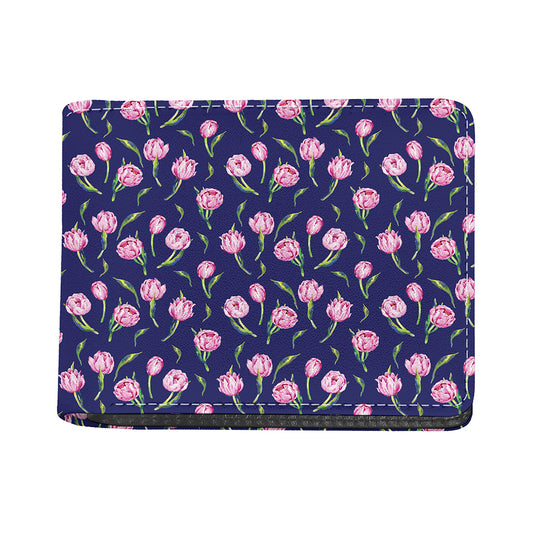 Pink Watercolor Tulip Flower Print Bifold Wallet