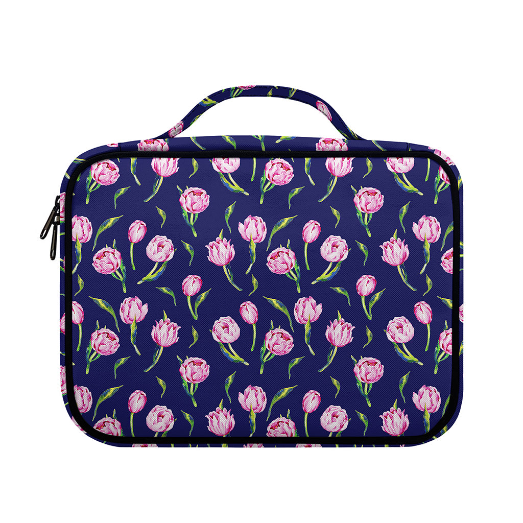 Pink Watercolor Tulip Flower Print Briefcase Bible Bag