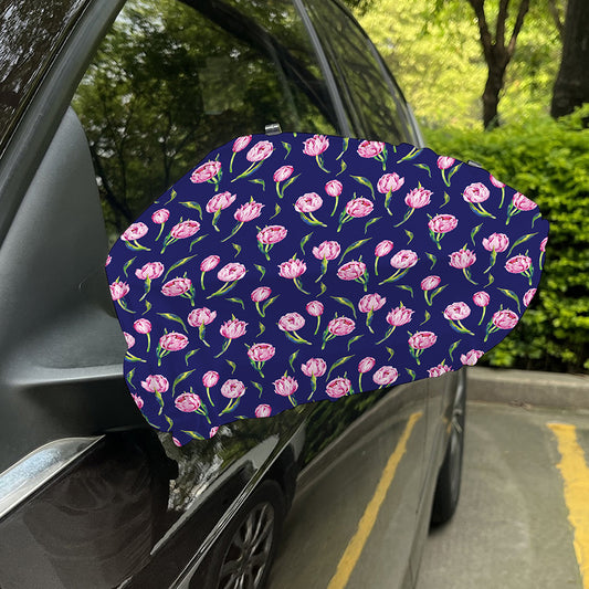 Pink Watercolor Tulip Flower Print Car Side Mirror Covers