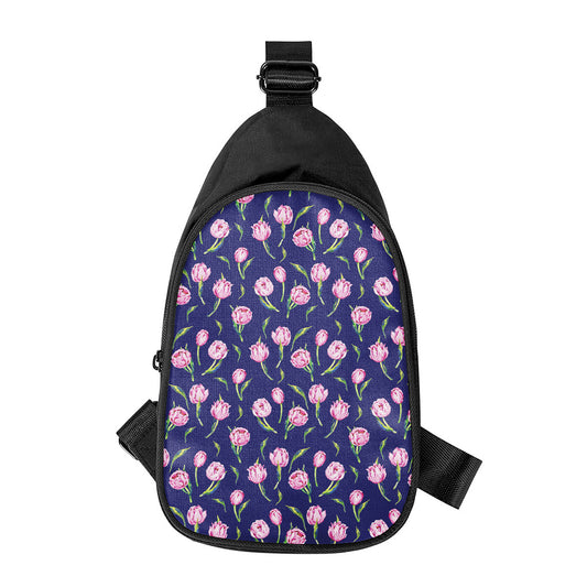 Pink Watercolor Tulip Flower Print Chest Bag