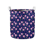 Pink Watercolor Tulip Flower Print Collapsible Laundry Basket