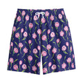 Pink Watercolor Tulip Flower Print Cotton Shorts
