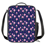 Pink Watercolor Tulip Flower Print Crossbody Lunch Bag