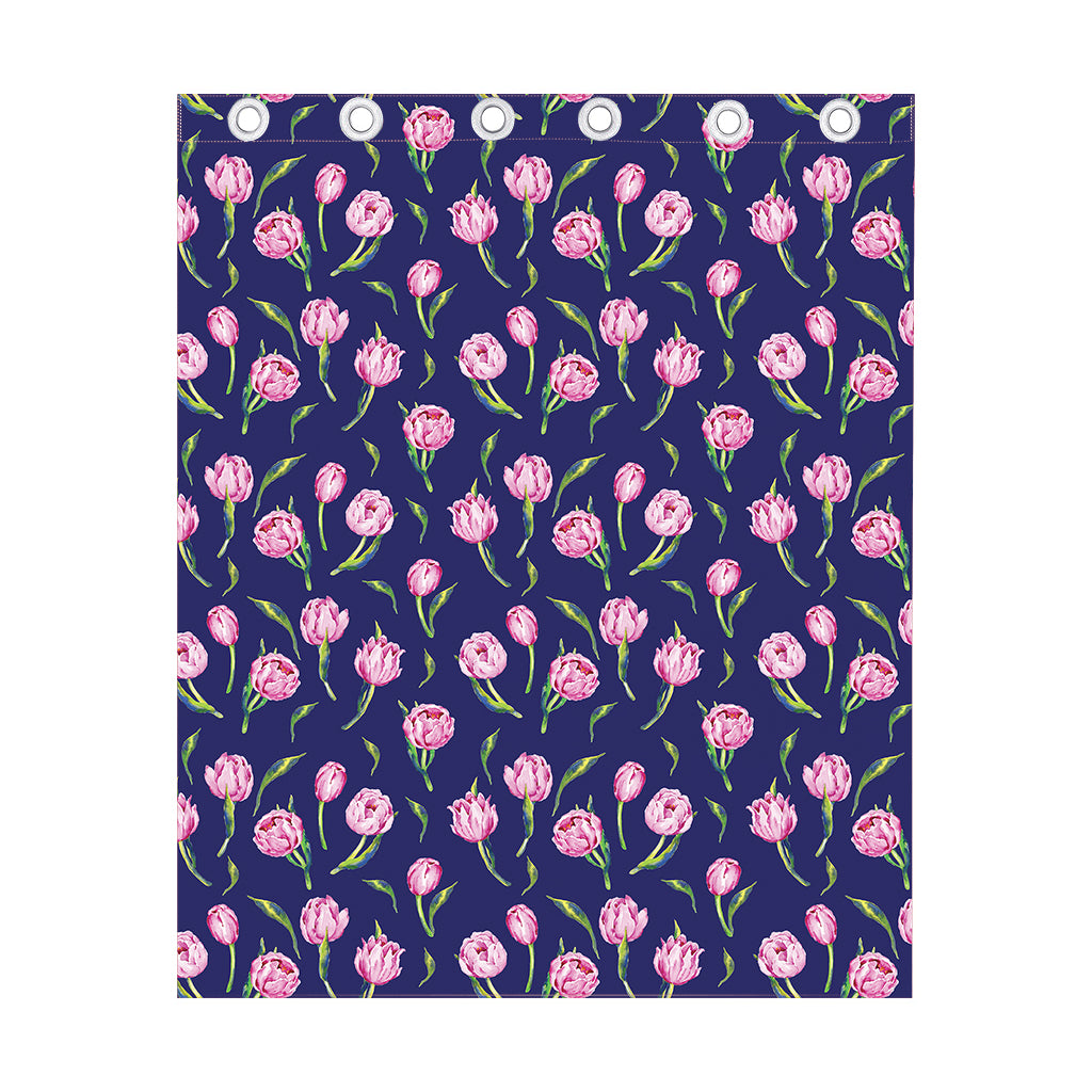 Pink Watercolor Tulip Flower Print Curtain