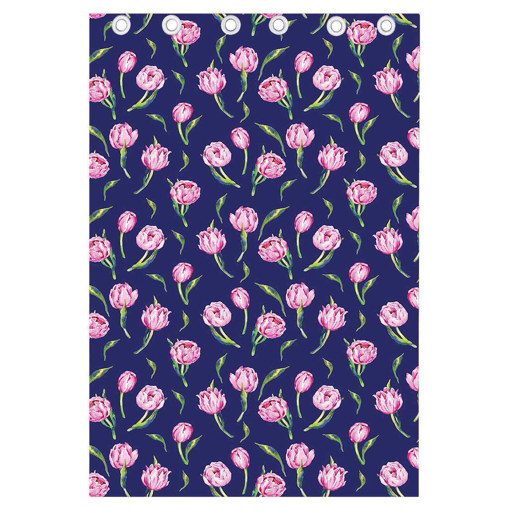 Pink Watercolor Tulip Flower Print Curtain