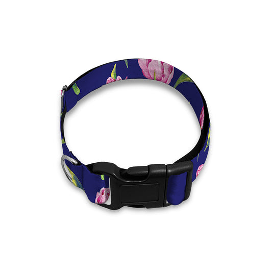 Pink Watercolor Tulip Flower Print Dog Collar