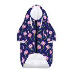 Pink Watercolor Tulip Flower Print Dog Zip Up Hoodie