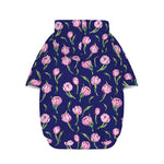 Pink Watercolor Tulip Flower Print Dog Zip Up Hoodie