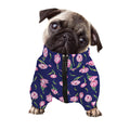 Pink Watercolor Tulip Flower Print Dog Zip Up Jacket