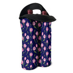Pink Watercolor Tulip Flower Print Double Neoprene Wine Tote
