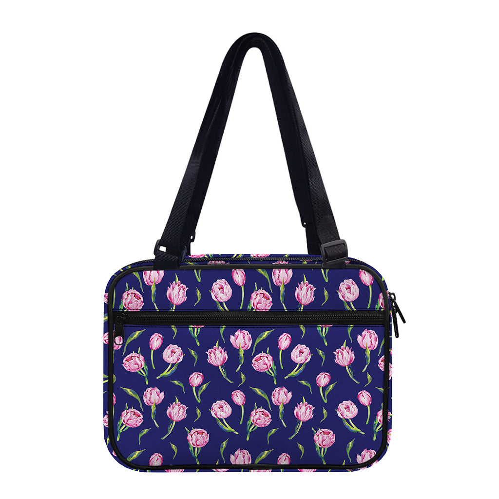 Pink Watercolor Tulip Flower Print Double Strap Bible Bag