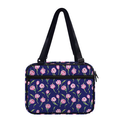 Pink Watercolor Tulip Flower Print Double Strap Bible Bag
