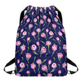 Pink Watercolor Tulip Flower Print Drawstring Backpack