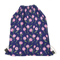 Pink Watercolor Tulip Flower Print Drawstring Bag