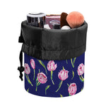 Pink Watercolor Tulip Flower Print Drawstring Makeup Bag