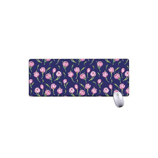 Pink Watercolor Tulip Flower Print Extended Mouse Pad