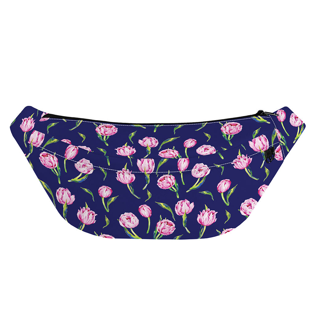 Pink Watercolor Tulip Flower Print Fanny Pack