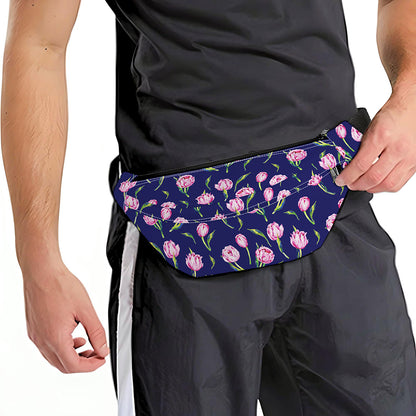 Pink Watercolor Tulip Flower Print Fanny Pack