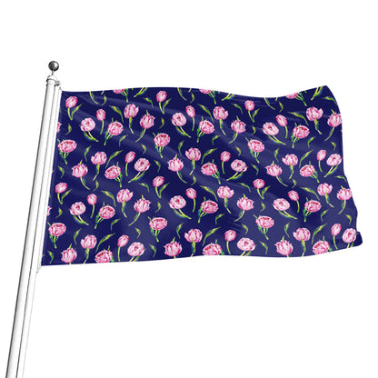 Pink Watercolor Tulip Flower Print Flag