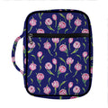 Pink Watercolor Tulip Flower Print Front Pocket Bible Bag