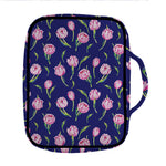 Pink Watercolor Tulip Flower Print Front Pocket Bible Bag