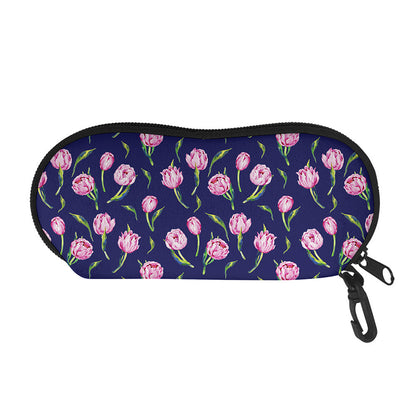 Pink Watercolor Tulip Flower Print Glasses Case
