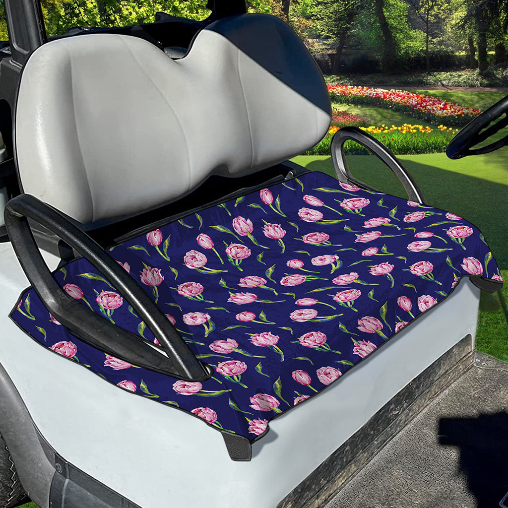 Pink Watercolor Tulip Flower Print Golf Cart Seat Cover