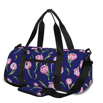 Pink Watercolor Tulip Flower Print Gym Bag