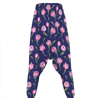 Pink Watercolor Tulip Flower Print Hammer Pants