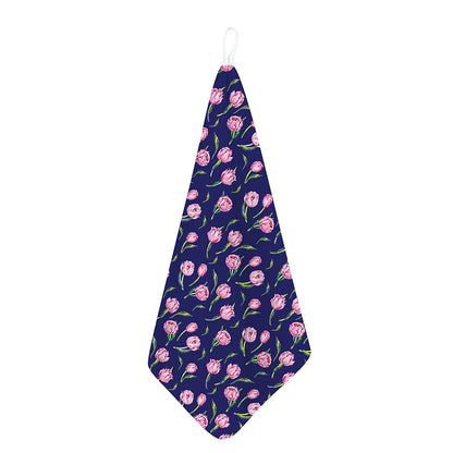 Pink Watercolor Tulip Flower Print Hand Towel