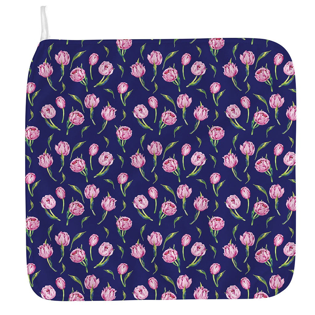 Pink Watercolor Tulip Flower Print Hand Towel