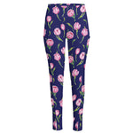 Pink Watercolor Tulip Flower Print High-Waisted Pocket Leggings