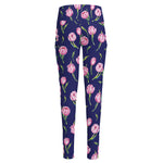 Pink Watercolor Tulip Flower Print High-Waisted Pocket Leggings