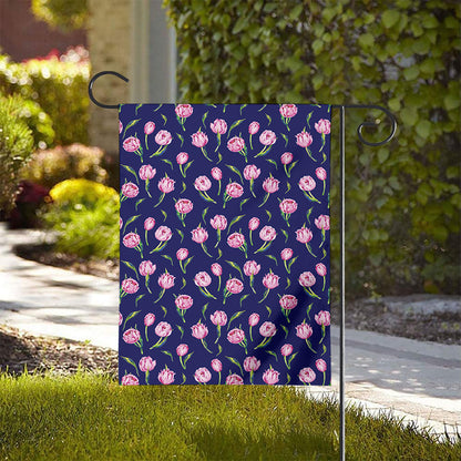 Pink Watercolor Tulip Flower Print House Flag