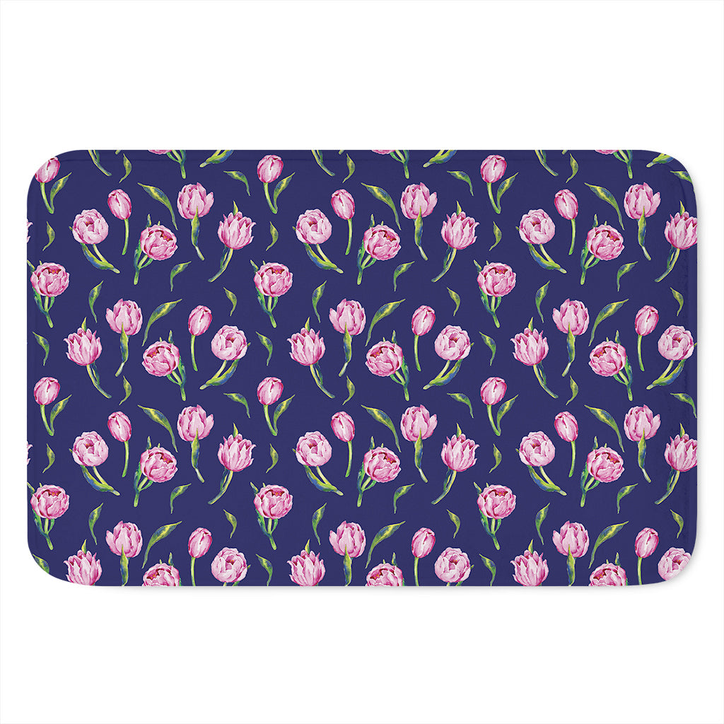 Pink Watercolor Tulip Flower Print Indoor Door Mat