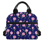 Pink Watercolor Tulip Flower Print Insulated Lunch Bag