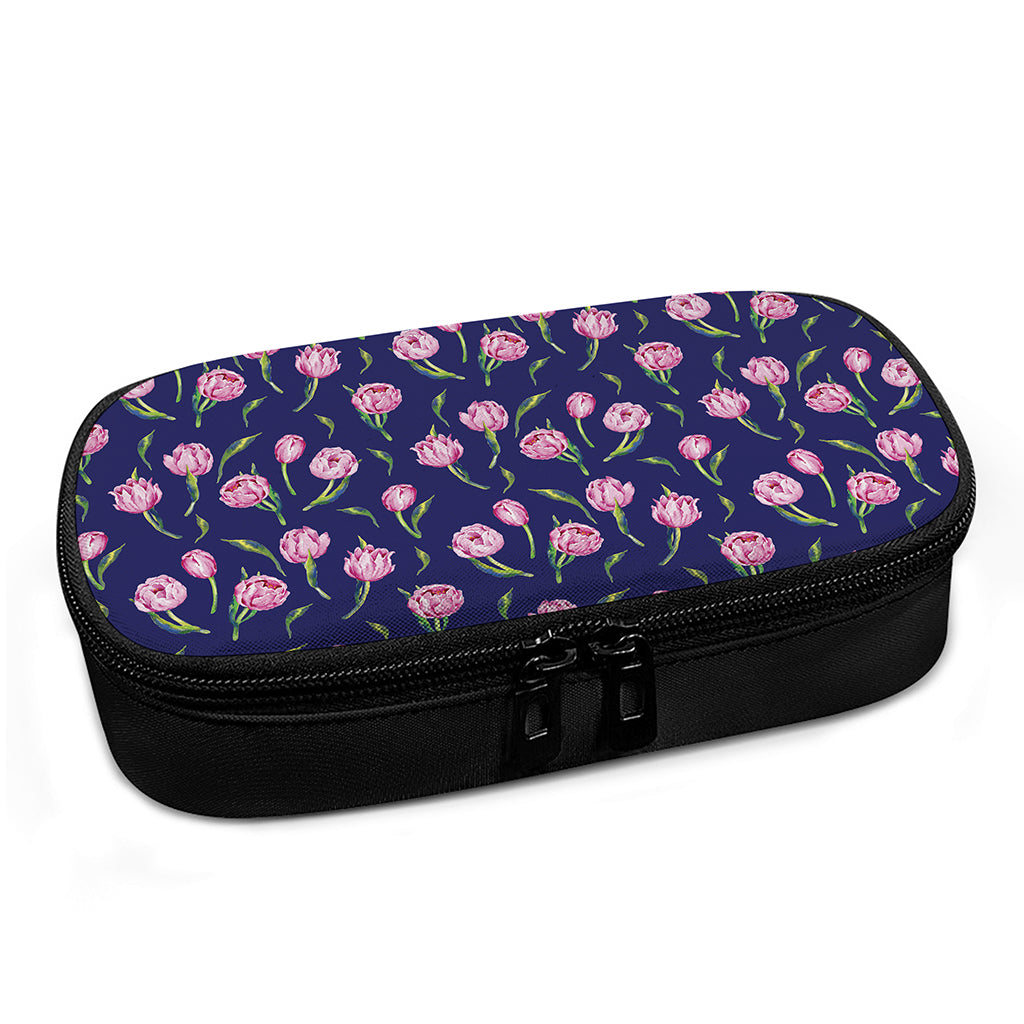 Pink Watercolor Tulip Flower Print Insulin Cooler Travel Case