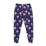 Pink Watercolor Tulip Flower Print Jogger Pants