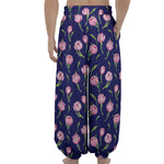 Pink Watercolor Tulip Flower Print Lantern Pants