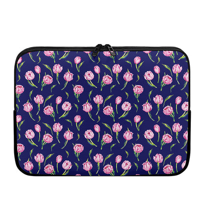 Pink Watercolor Tulip Flower Print Laptop Sleeve