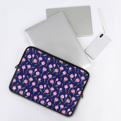 Pink Watercolor Tulip Flower Print Laptop Sleeve