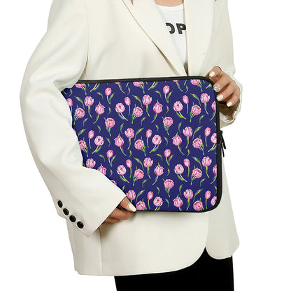 Pink Watercolor Tulip Flower Print Laptop Sleeve