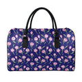 Pink Watercolor Tulip Flower Print Leather Duffel Bag