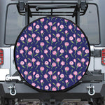 Pink Watercolor Tulip Flower Print Leather Spare Tire Cover