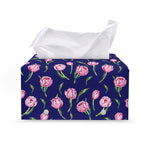 Pink Watercolor Tulip Flower Print Leather Tissue Box Cover